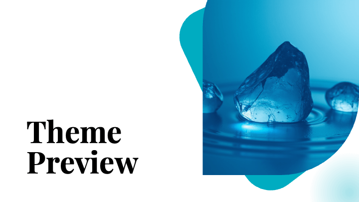 Aqua blue organic shapes with crystal ice imagery for modern presentations